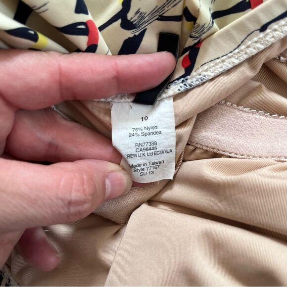 J.Crew Cream All-Over‎ Pattern High Waisted Strapless One-Piece Swimsuit - Picture 3 of 7